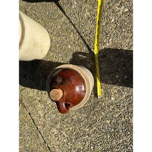 Antique Stoneware Butter Churn Crock Two Tone Brown Cream Salt Glaze 12 Inch